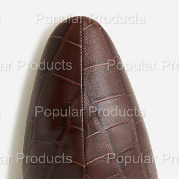 J.Crew | Piper knee-high boots in croc-embossed leather, Espresso - Picture 4 of 7